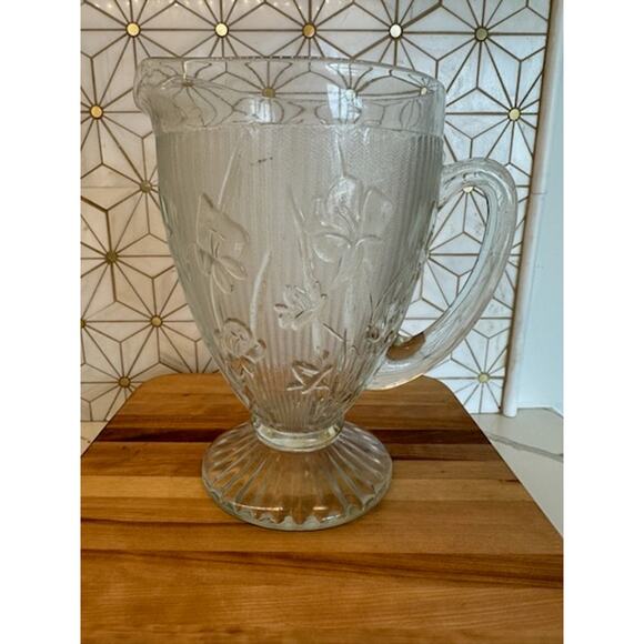 Vintage 1930s Jeannette Glass Iris and Herringbone‎ Pitcher | Depression Glass - Picture 3 of 7